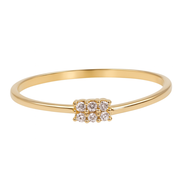 Anel Retângulo com Seis Pedras