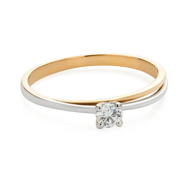 Anel Solitário Duplo Bicolor