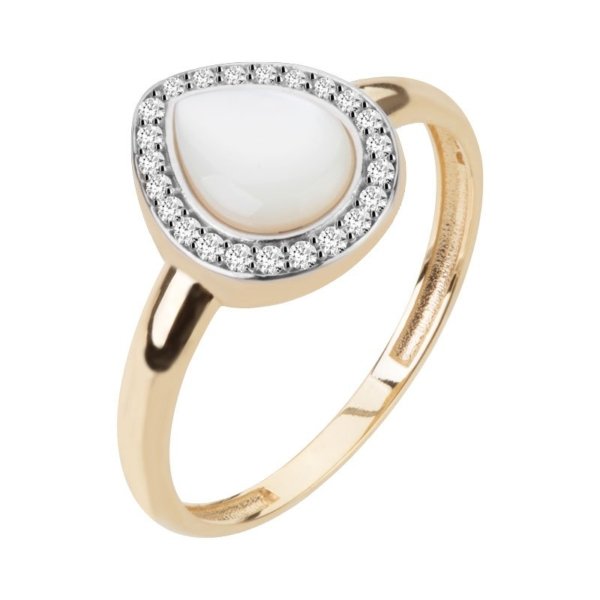 Anel Gota Madrepérola com Brilhantes