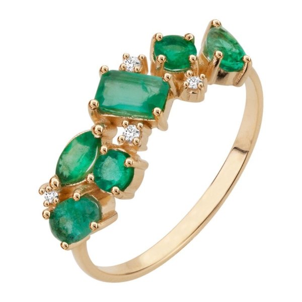 Anel de Esmeraldas e Brilhantes
