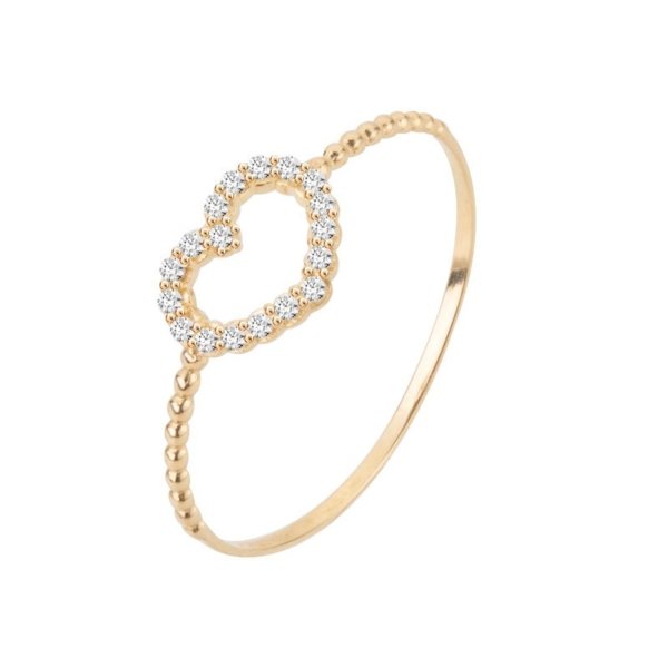 Anel Coração com Pedras e Bolinhas