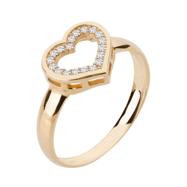 Anel Coração Galeria com Pedras