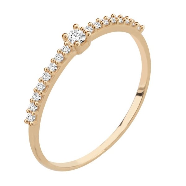 Anel Solitário com Pedras Laterais