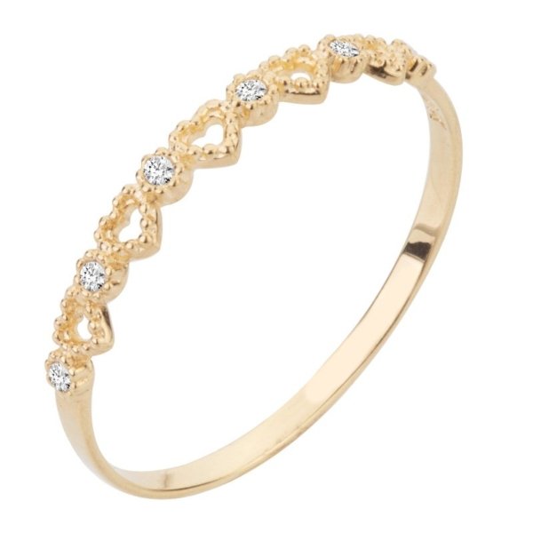 Anel Corações e Pedras