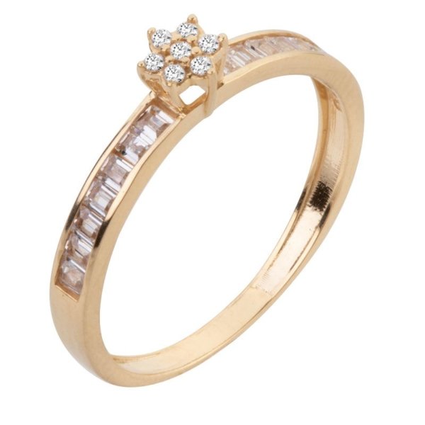 Anel Chuveiro Flor com Pedras Laterais