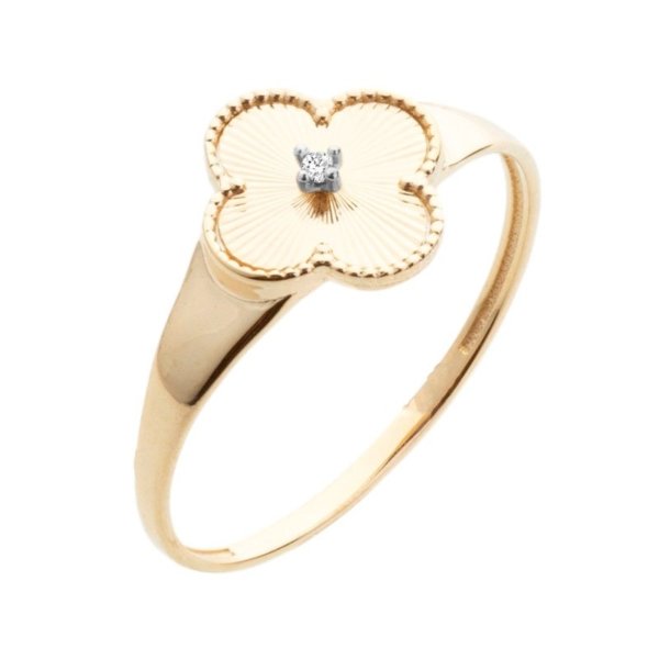 Anel Trevo Amarelo com Pedra