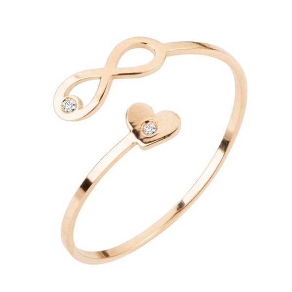 Anel Infinito Coração com Brilhantes