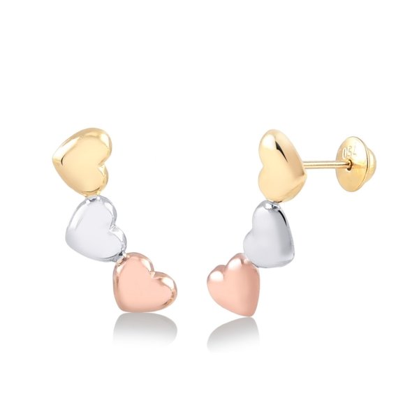 Brinco Corações Tricolor