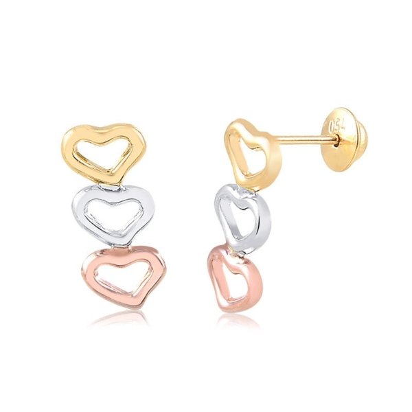 Brinco Corações Tricolor