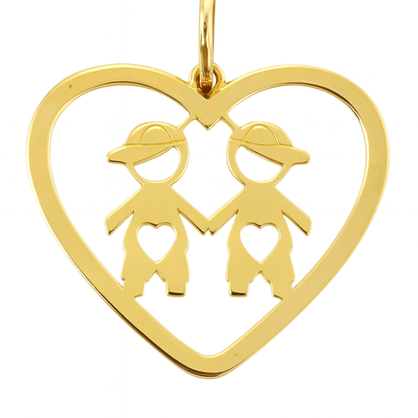 Pingente Coração com 2 Meninos