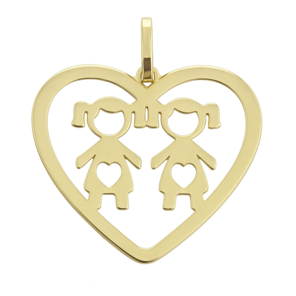 Pingente Coração com 2 Meninas
