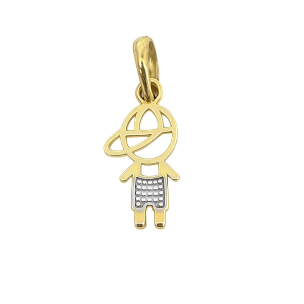 Pingente Menino com Ouro Branco