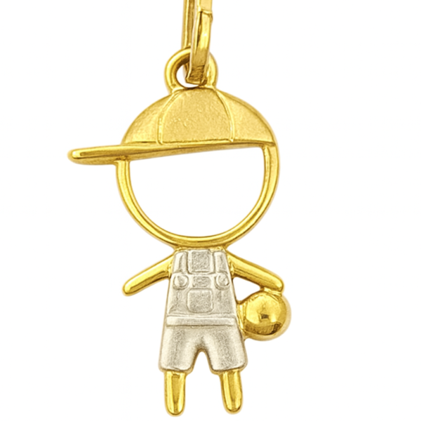 Pingente Menino com Ouro Branco