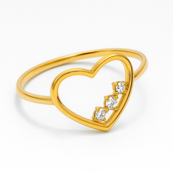 Anel Coração com 3 Pedras