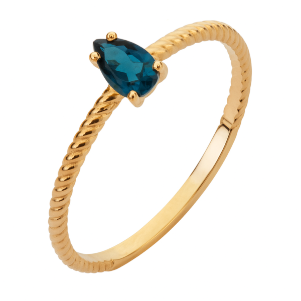 Anel Solitário Torcido com Pedras Naturais