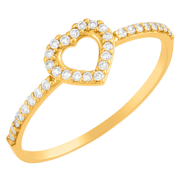 Anel Coração com Pedras Laterais