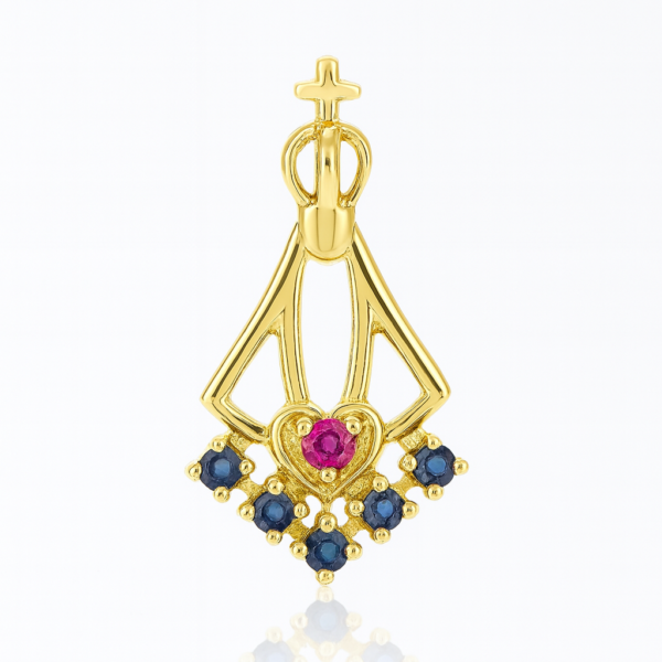 Pingente Nossa Sra. Aparecida com Pedras Naturais