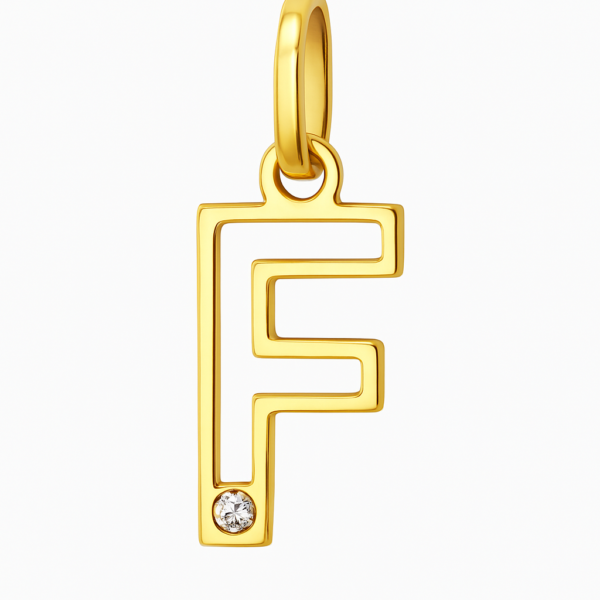 Pingente Letra F com Brilhante