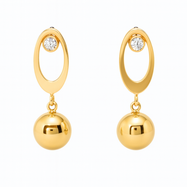 Brinco Gota com Pedra e Bola