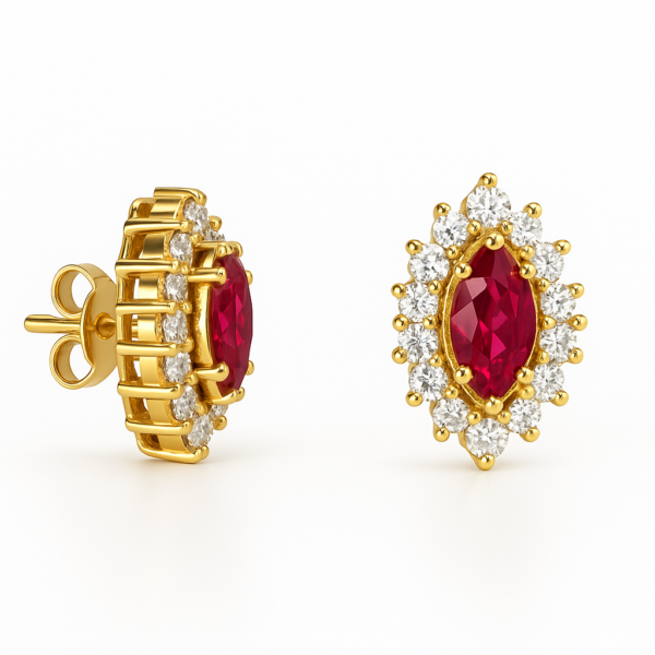 Brinco Chuveiro Navete com Pedra