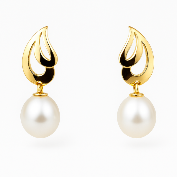 Brinco Folha e Pérola Biwa