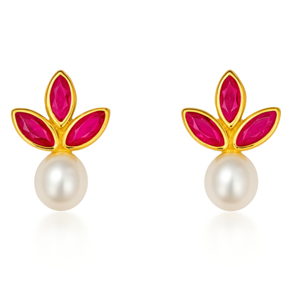 Brinco Pérola 3 Folhas