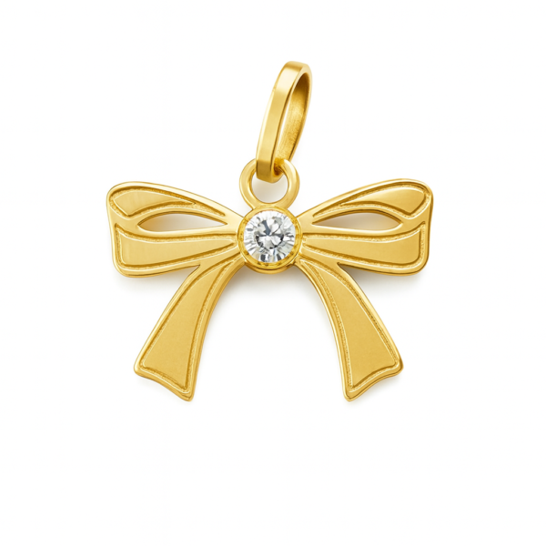 Pingente Laço de Fita com Pedra