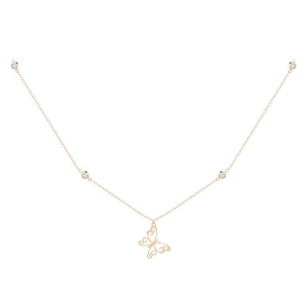 Gargantilha Borboleta com Topázios Brancos