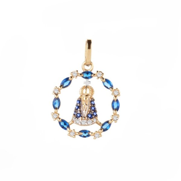 Pingente N. Sra. Aparecida com Pedras