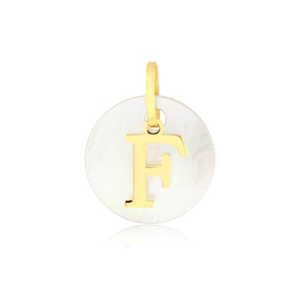 Pingente Letra F com Madrepérola