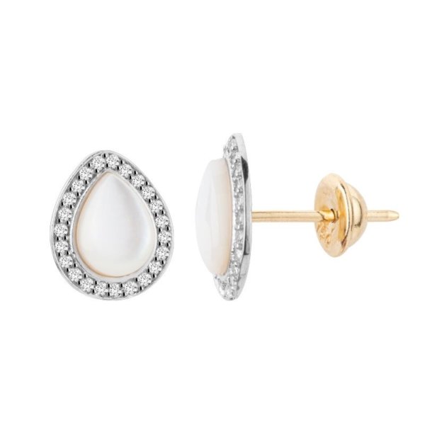 Brinco Gota Madre Pérola e Brilhantes