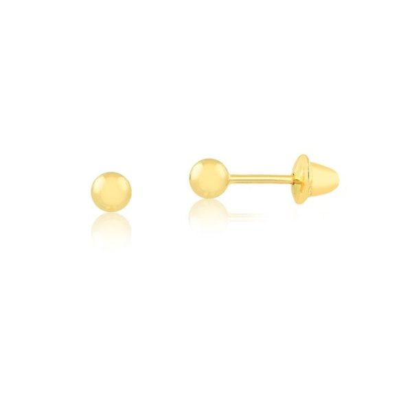 Brinco Bola 3mm em Ouro 10K
