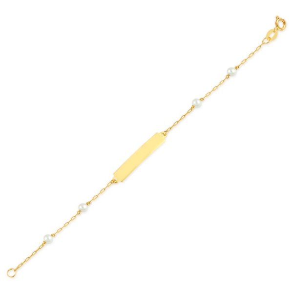 Pulseira com Placa e Pérolas
