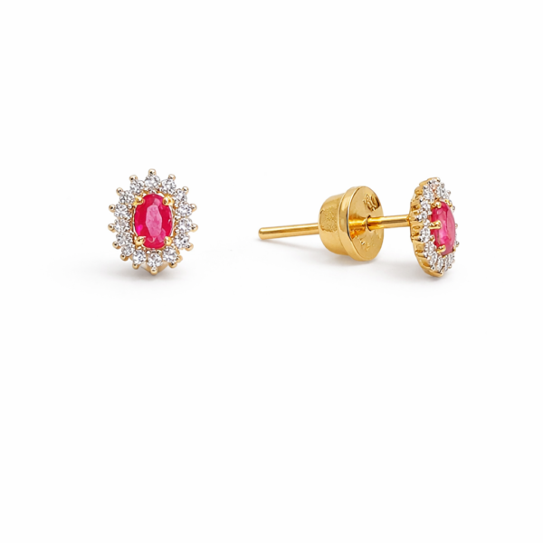 Brinco Chuveiro Oval com Pedras