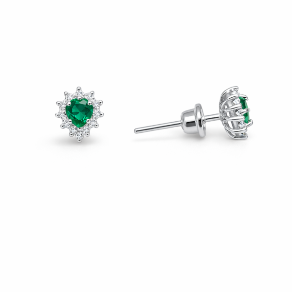 Brinco Chuveiro Coração em Ouro Branco