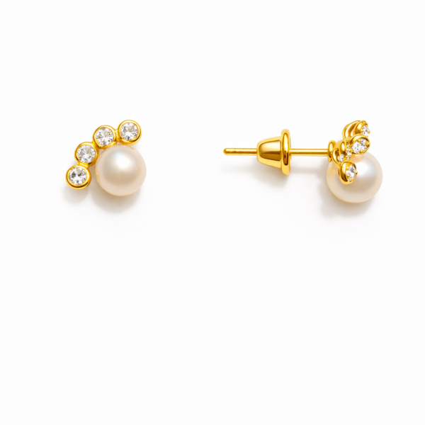 Brinco Trio de Pedras e Pérola