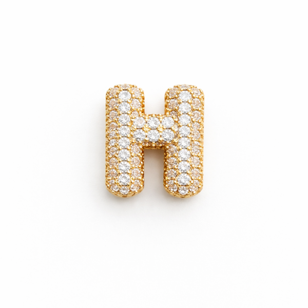 Pingente Letra H Galeria com Pedras