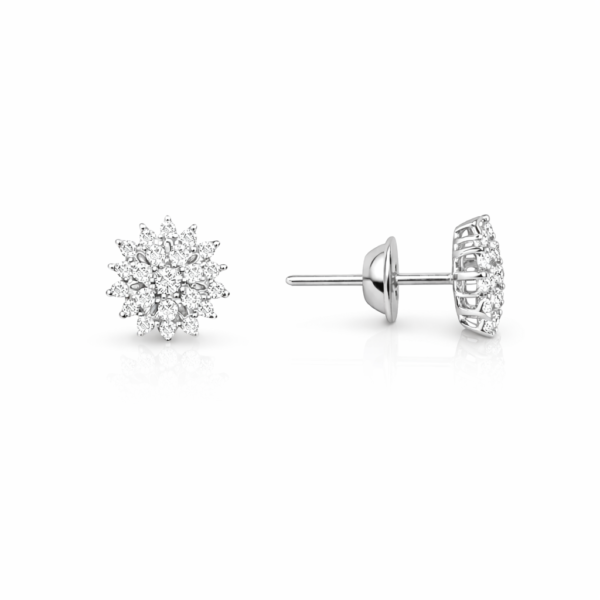 Brinco Chuveiro Flor em Ouro Branco