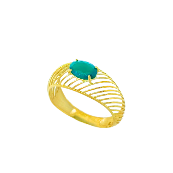 Anel Fios com Pedra Natural