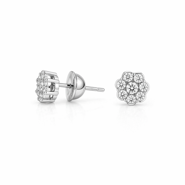 Brinco Chuveiro Flor em Ouro Branco