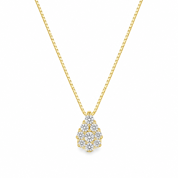 Gargantilha Chuveiro Gota com Moissanite em Ouro 10k