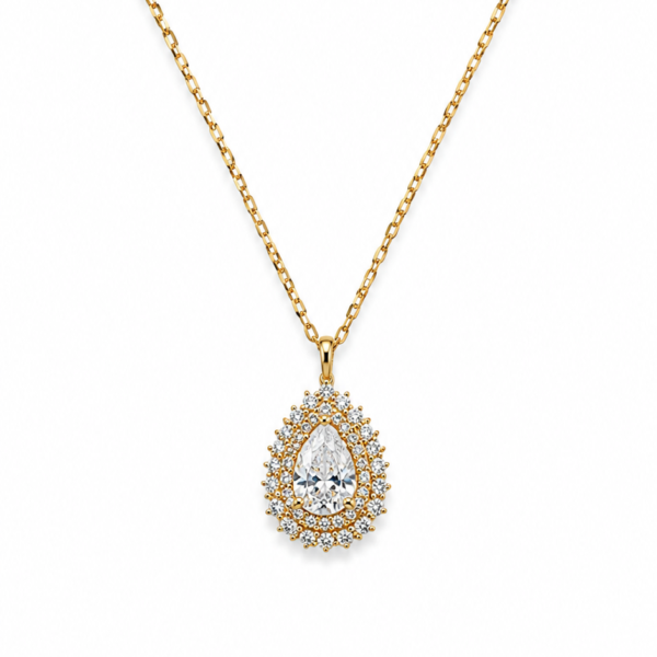 Gargantilha Chuveiro Gota em Ouro 10k com Moissanite